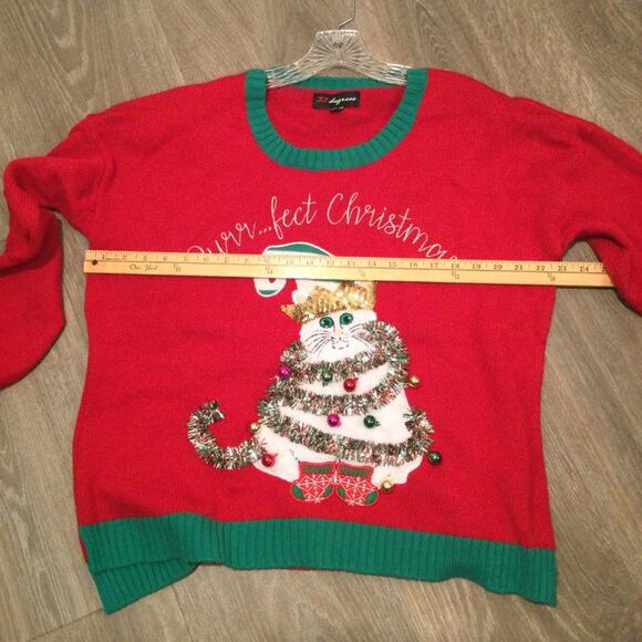 Ugly Christmas Sweater Holiday Cat themed XXL runs a little smaller - Picture 5 of 5